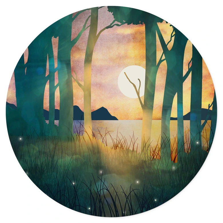 Muursticker Magie van het bos bij zonsondergang - SpaceFrog Designs 