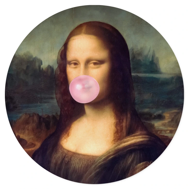 Sticker Mural Mona Lisa avec chewing-gum 