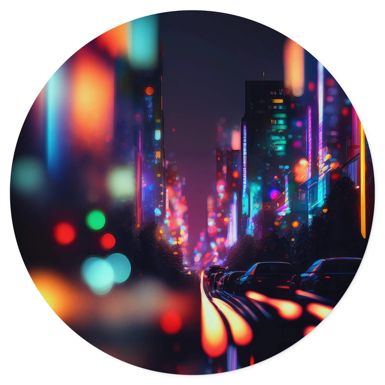 Wandtattoo Treechild - Pulsierendes Nachtleben - Rund 