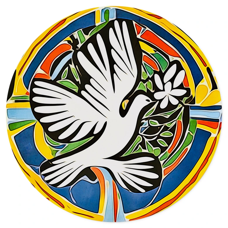 Wandtattoo Bunte Friedenstaube - Inspiriert von Matisse - Zamart - Rund 