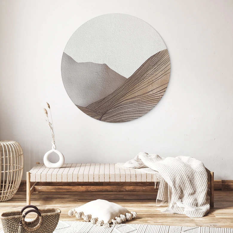 Billede Minimalistisk bjergskitse - Alma - Alu-Dibond Round 