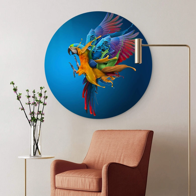 Wandcirkel Almawash - Kleurrijke Papegaai 