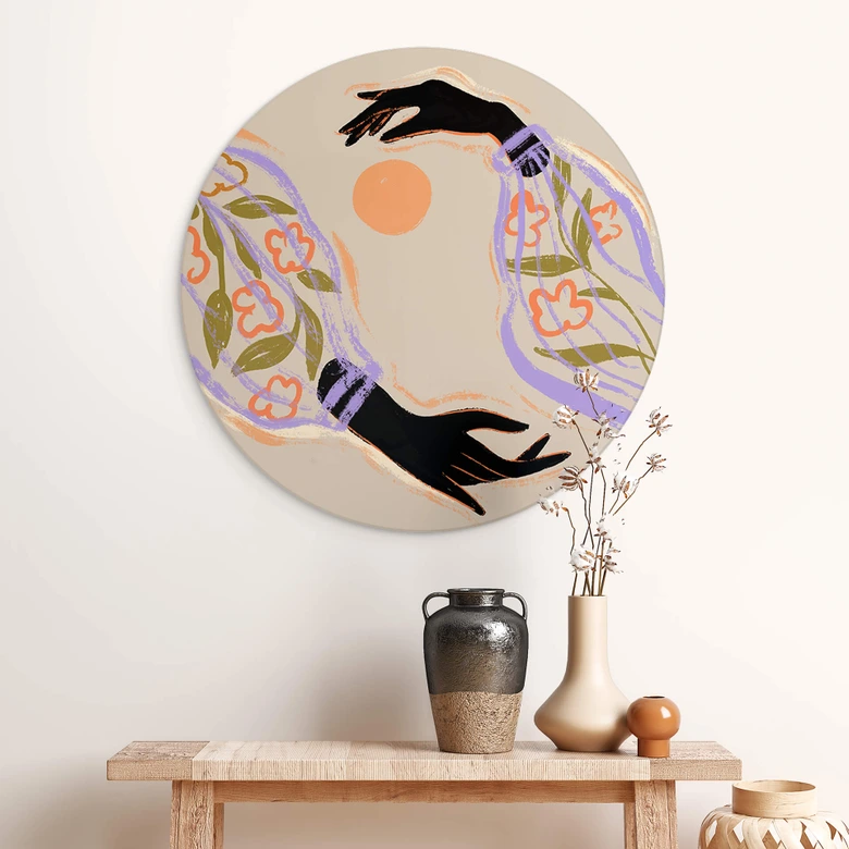 Rundes Wandbild Arty Guava - Umarme die Sonne - Alu-Dibond 