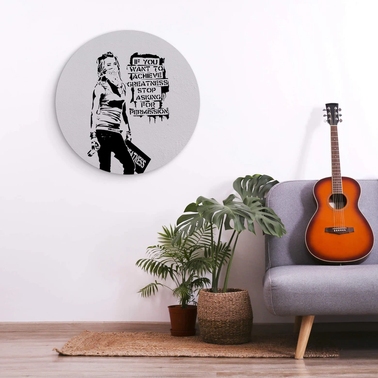 Alu-Dibond Banksy - Achieve Greatness - Rund 