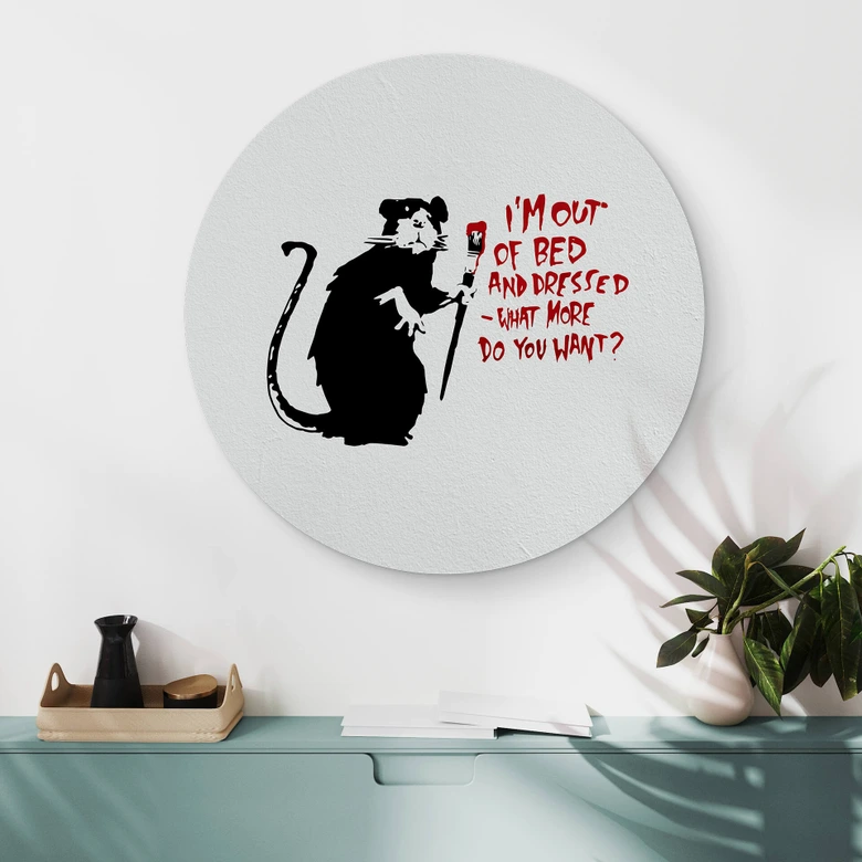 Alu-Dibond Banksy - Out Of Bed - Rund 