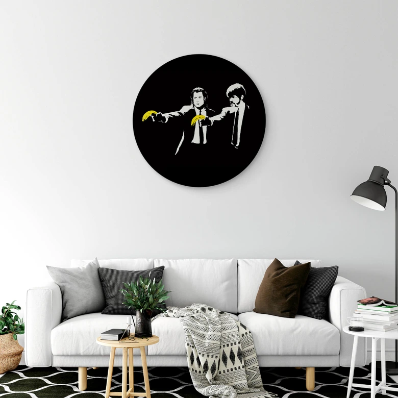 Tableau sur alu-Dibond rond Banksy - Pulp Fiction  