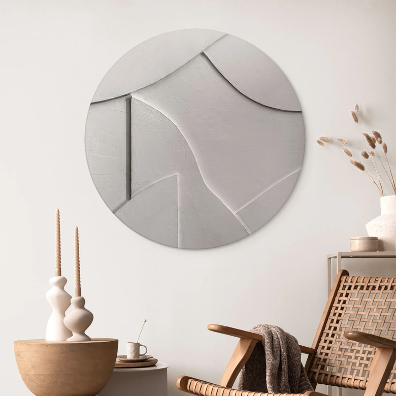 Tableau mural Structures abstraites en beige doux - Böhmer - Alu-Dibond Rund 