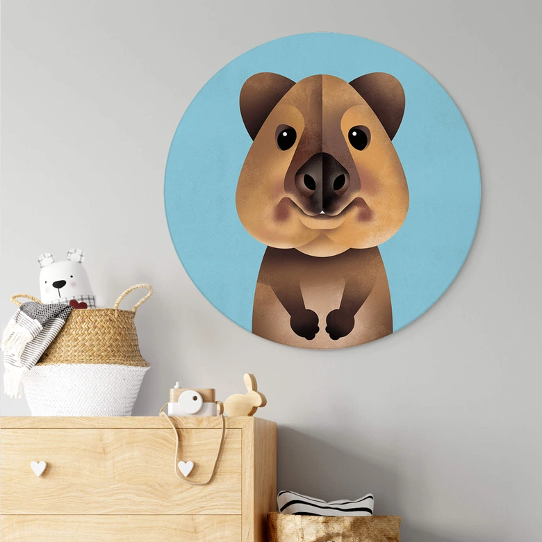 Wandbild Quokka - Alu-Dibond Rund - Braun 