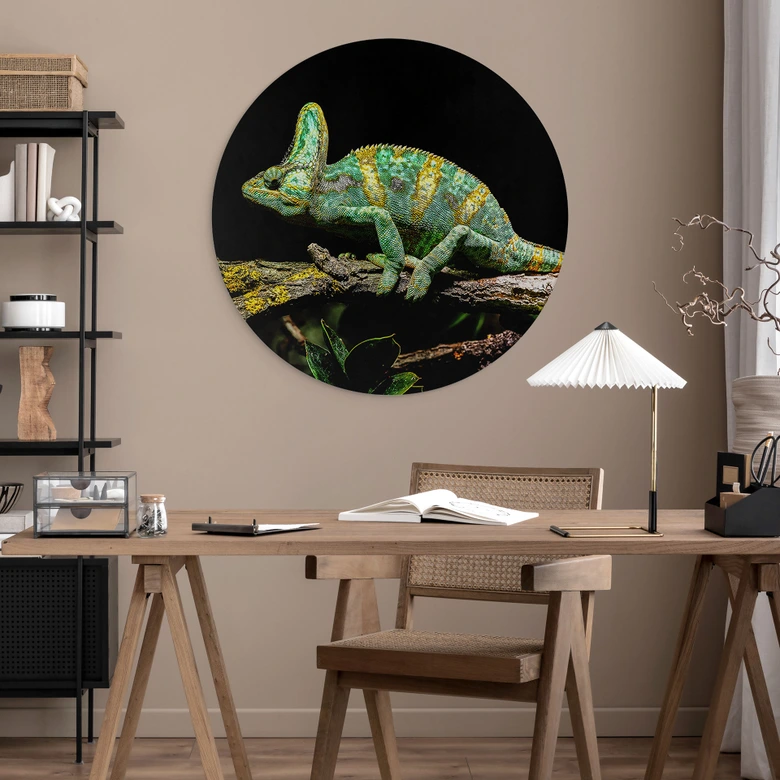 Wandbild Chamäleon - Alu-Dibond Rund - Brown 