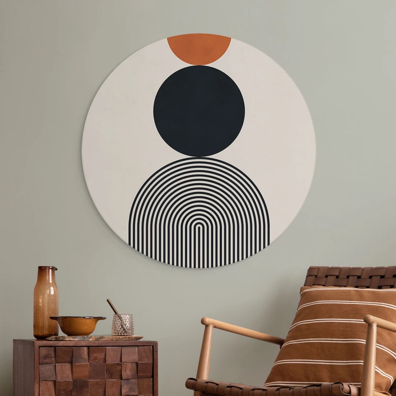 Tableaux Lignes et cercles abstraits en harmonie - Costa - Alu-Dibond Rond 
