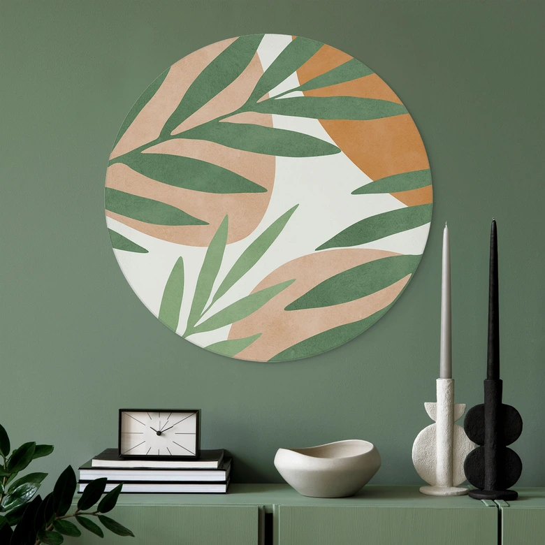 Wandbild Abstrakte Zweige im tropischen Look - Costa - Alu-Dibond Rund 