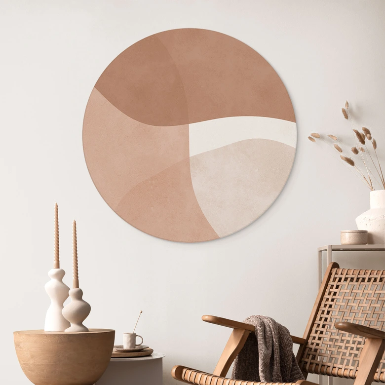 Wandbild Boho Aquarell-Formen in Brauntönen - Costa - Alu-Dibond Rund 