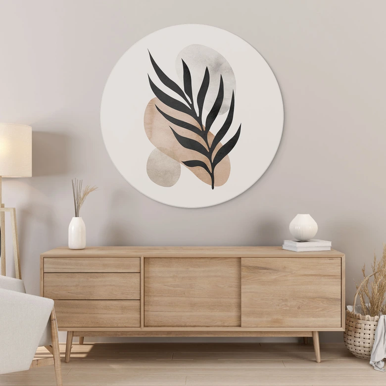 Wandbild Botanische Silhouette mit kunstvoller Geometrie - Costa - Alu-Dibond Rund 