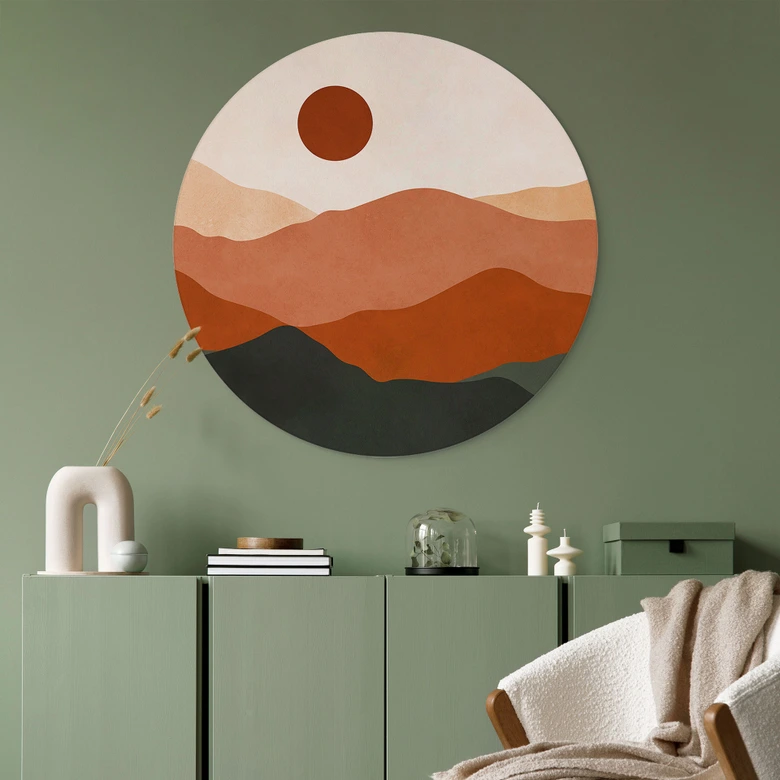 Wandbild Sanfte Hügel in der Abendsonne - Costa - Alu-Dibond Rund 