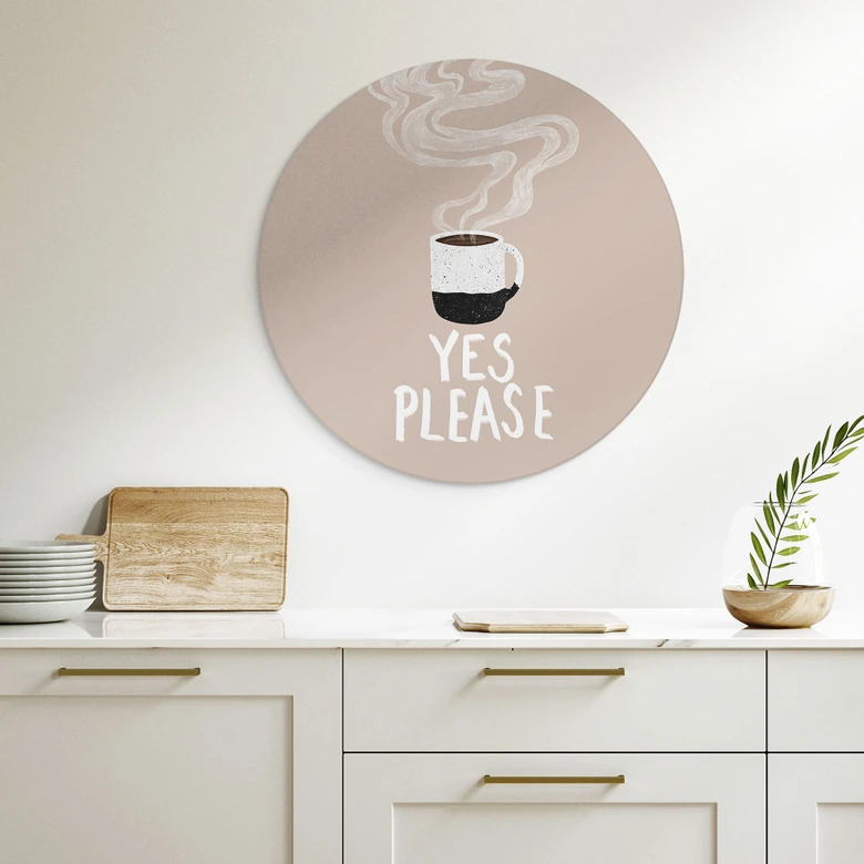 Tableaux Tasse de café chaude le matin - EMELIEmaria - Alu-Dibond Rond 