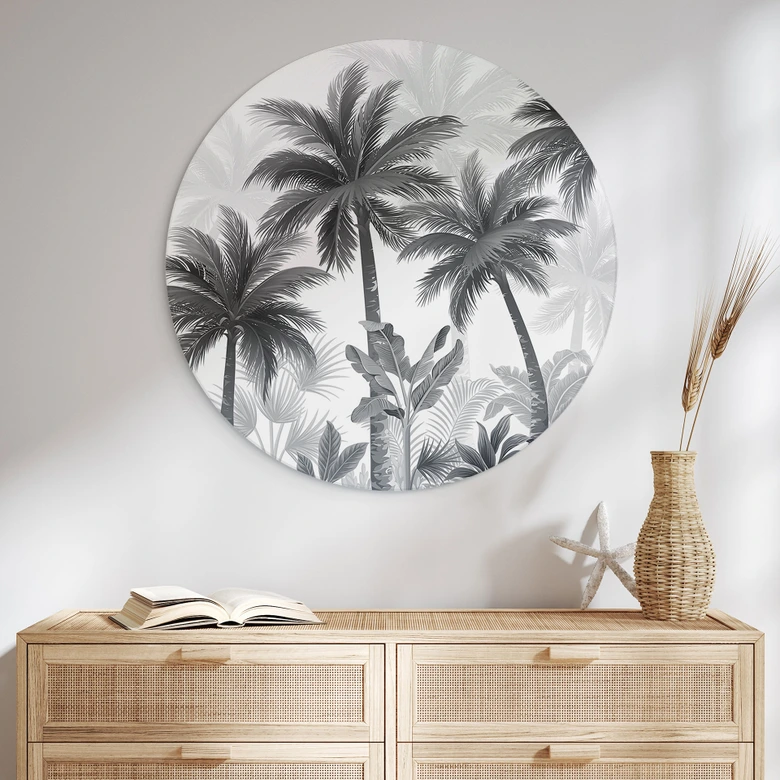 Wandbild Exotische Palmenlandschaft - Alu-Dibond - Rund 
