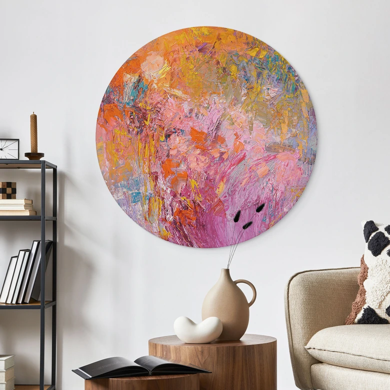 Wandbild Abstrakter bunter Rosengarten - Fagan - Alu-Dibond - Rund 