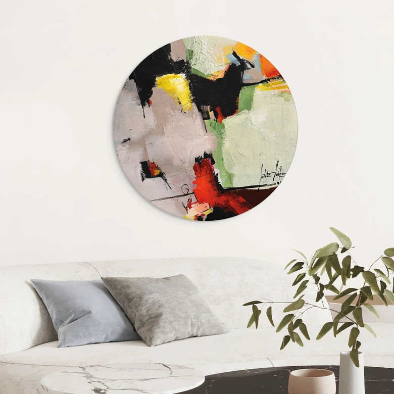 Wandbild Formen und Struktur - Fedrau - Rund - Alu-Dibond 