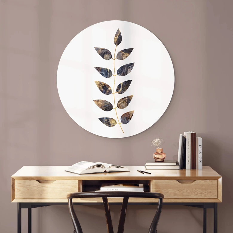 Wandbild Fredriksson - Marmorierte Blätter - Alu-Dibond Rund 