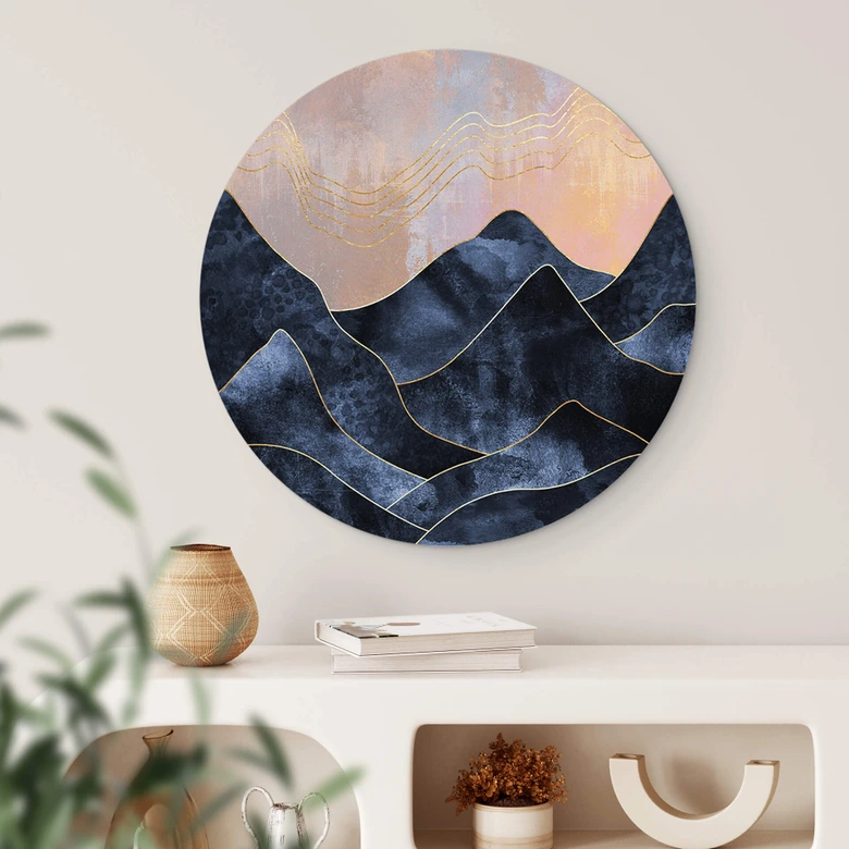 Wandbild Fredriksson - Marmorierter Gebirgszug - Alu-Dibond Rund 