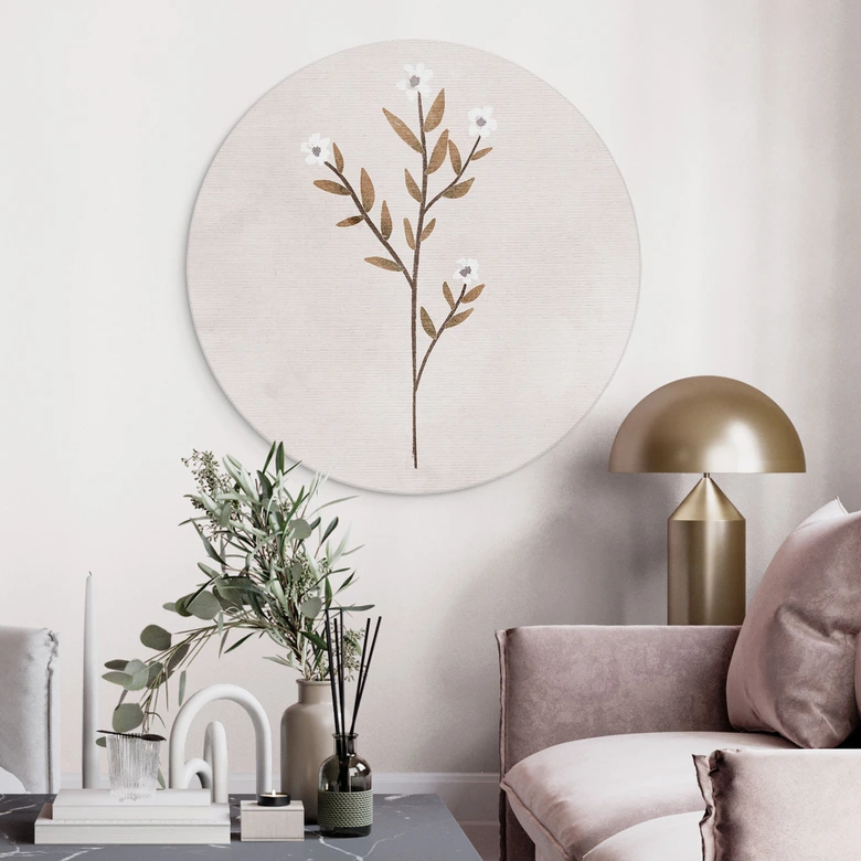 Wandbild Blumen Illustration - Vergissmeinnicht - Goed Blauw - Alu-Dibond Rund 