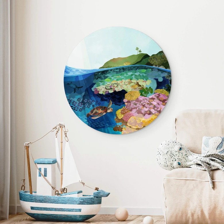 Alu-Dibond Goed Blauw - Unterwasser - Rund 