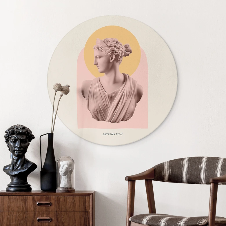 Wandbild Statue der Göttin Artemis - Grace Digital Art - Alu-Dibond - Rund 