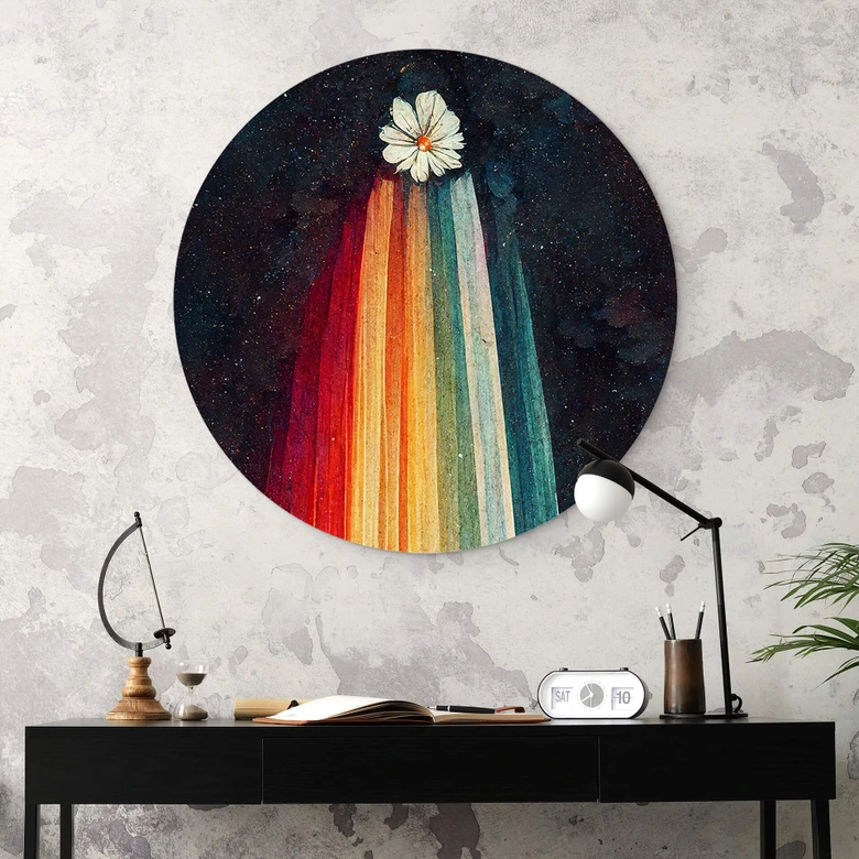 Wandbild Heine - Blumige Grüße aus dem All - Astro Cruise - Alu-Dibond Rund 