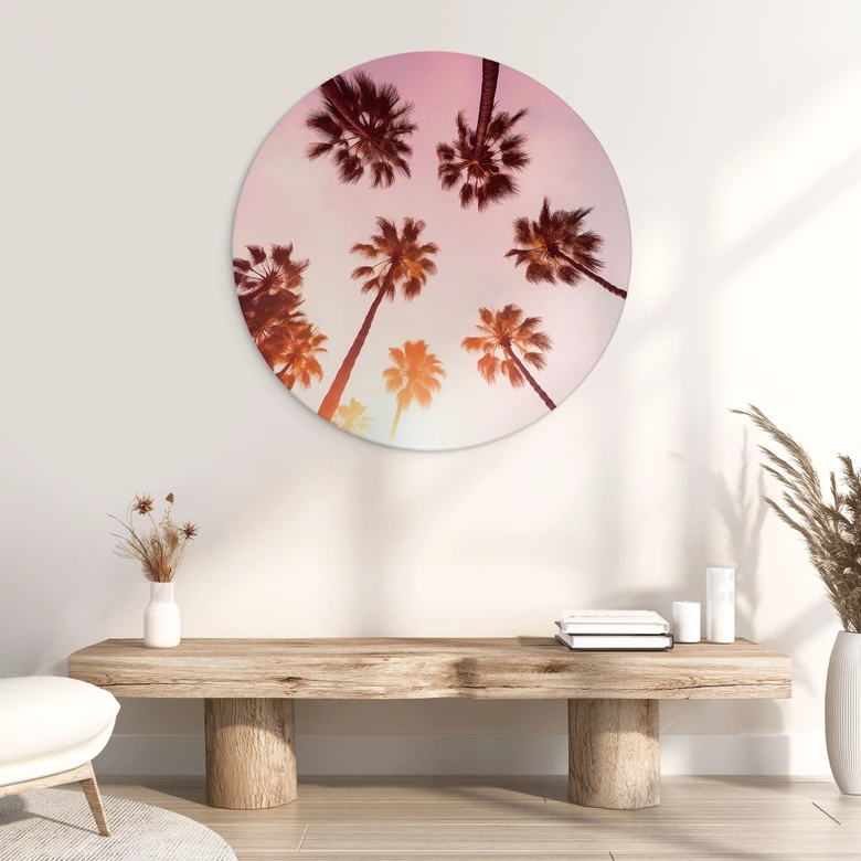 Wall Art California Dreaming with palm tree view - Hugonnard - Alu-Dibond Round 
