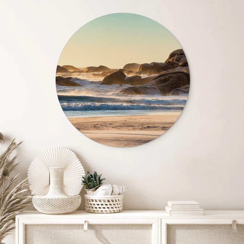 Wall Art Beach Coast at Sunrise in Africa - Hugonnard - Alu-Dibond Round 