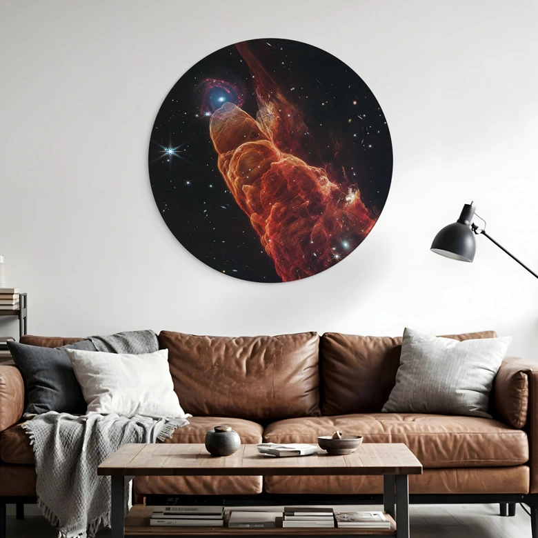 Wandbild James Webb Telescope - Kosmischer Wirbelsturm Herbig Haro 49/50 - Alu-Dibond 