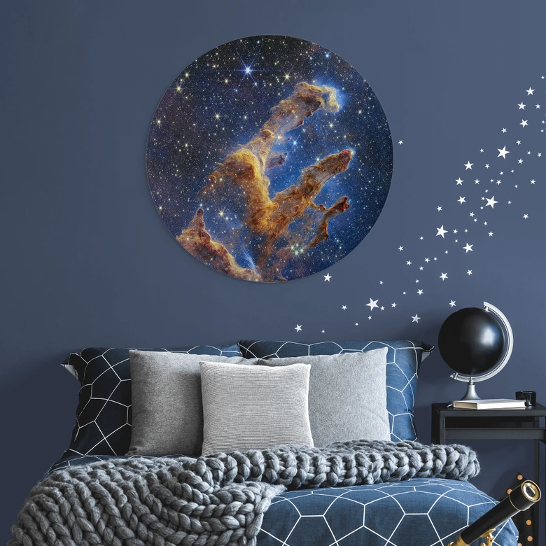 Wandbild James Webb Telescope - Pillars of Creation - Alu-Dibond Rund 