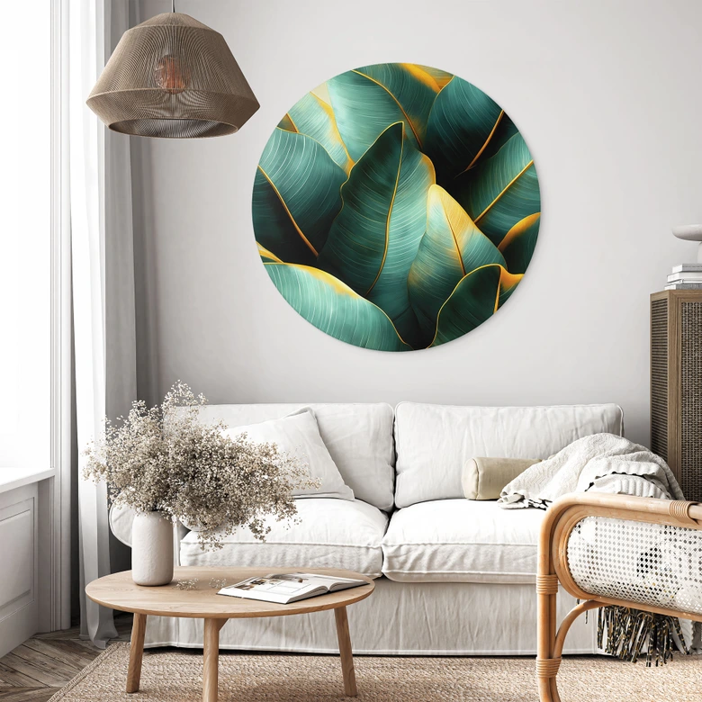 Wandbild Exotische Bananenblätter - Jaszke - Alu-Dibond Rund 