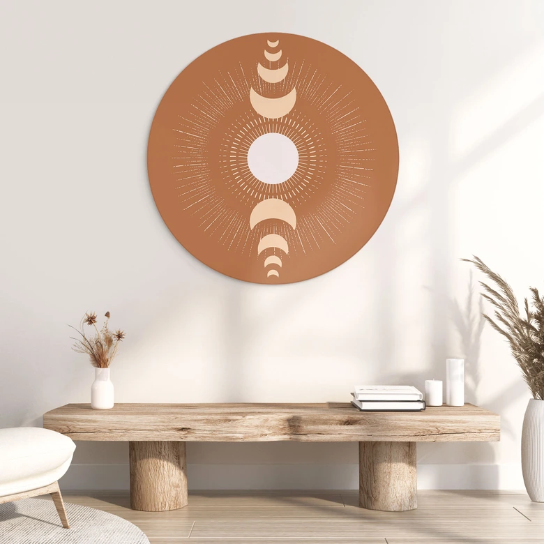 Wandbild Mondzyklen - Sonne und Mond im Einklang - KsanaKalpa - Alu-Dibond Rund 