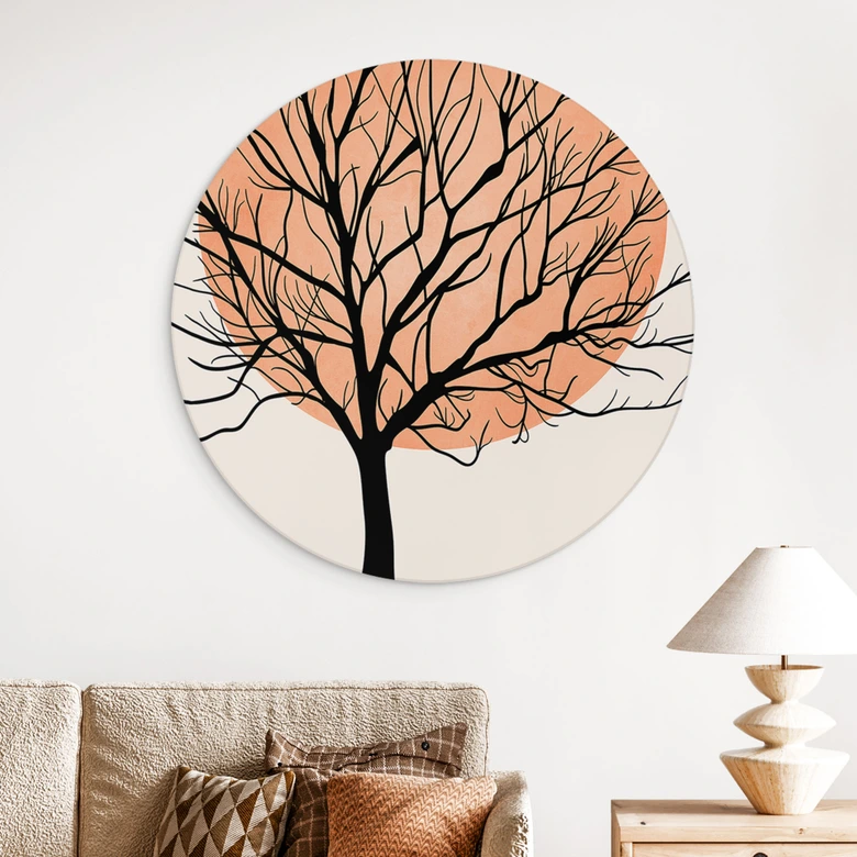 Vægcirkel Abrikos solnedgang - Kubistika 