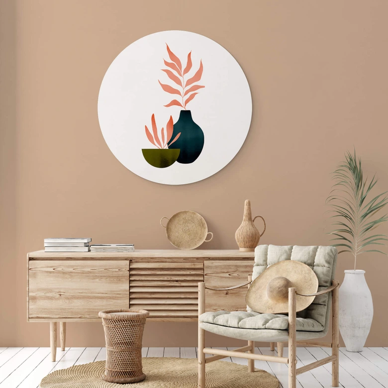 Wandbild Kubistika - Herbstliche Pflanzen - Alu-Dibond Rund 