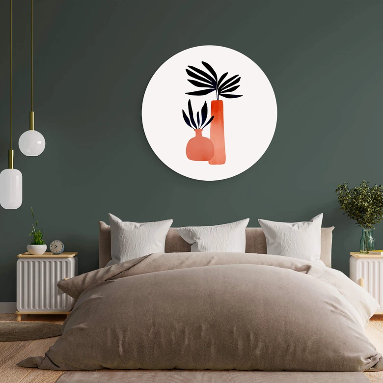 Wandbild Kubistika - Märchenpflanzen - Alu-Dibond Rund 