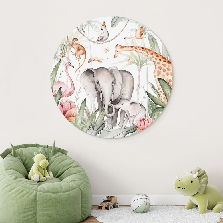 Dibond Wanddecoratie Afrikaanse dieren in het regenwoud - Kvilis 