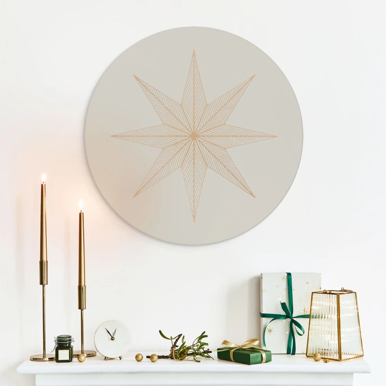 Wandbild Geometrischer Goldstern - Magnusson - Alu-Dibond Rund 