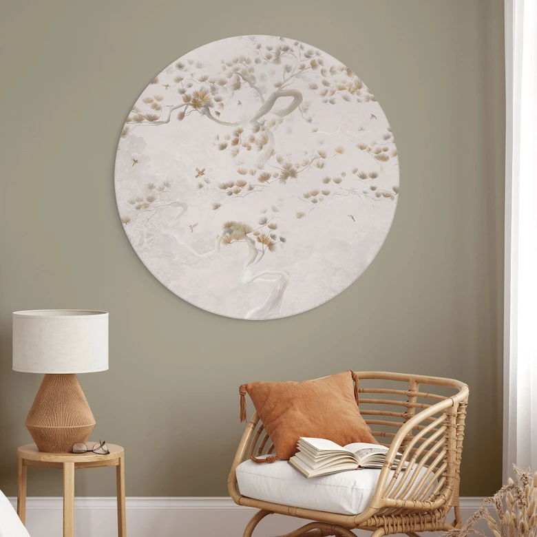Wandbild Elegante Kiefer im asiatischen Stil - Ms Tiff - Alu-Dibond Rund 