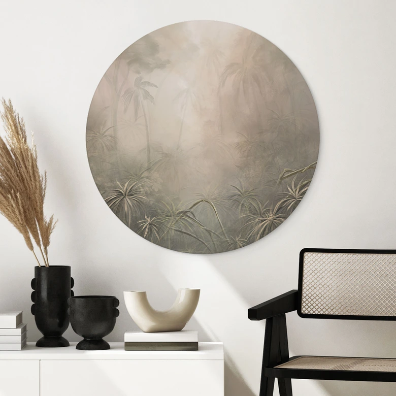 Wandbild Mystischer Regenwald im Nebel - Ms Tiff - Alu-Dibond Rund 