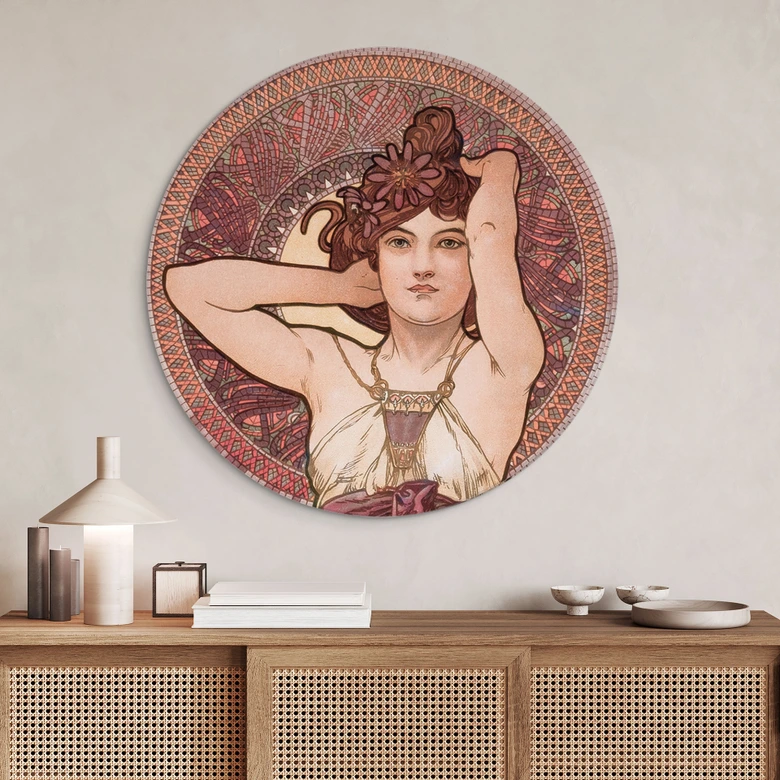 Alu-Dibond Mucha - Edelsteine: Amethyst - Rund 