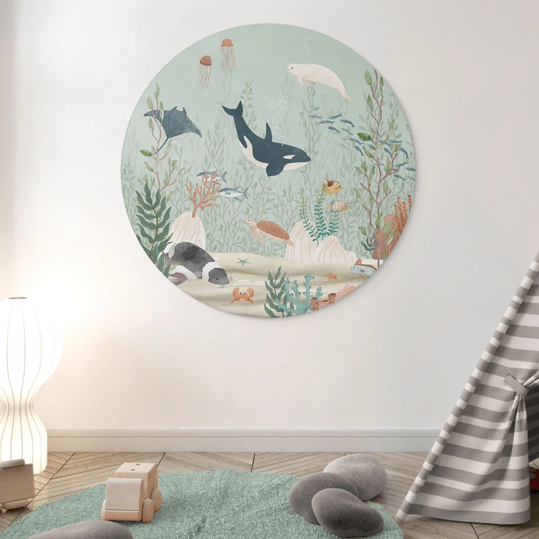 Wandbild Meerestiere tief im Ozean - Oliver Robins - Alu-Dibond - Rund 
