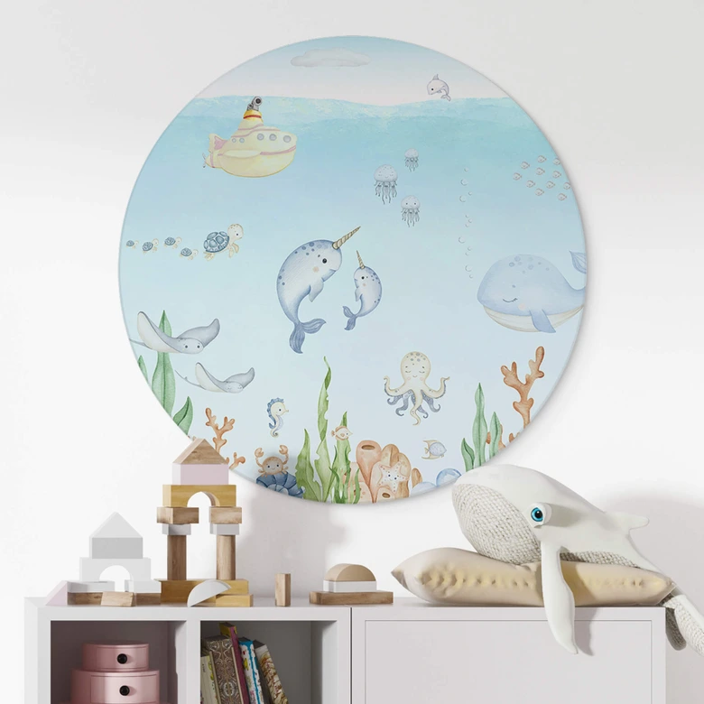 Wandbild Niedliche Unterwasserwelt - Alu-Dibond Rund - Oliver Robins 