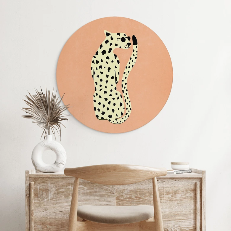 Wandbild Eleganter Gepard mit Sonnenbrille - Oltmanns - Alu-Dibond Rund 