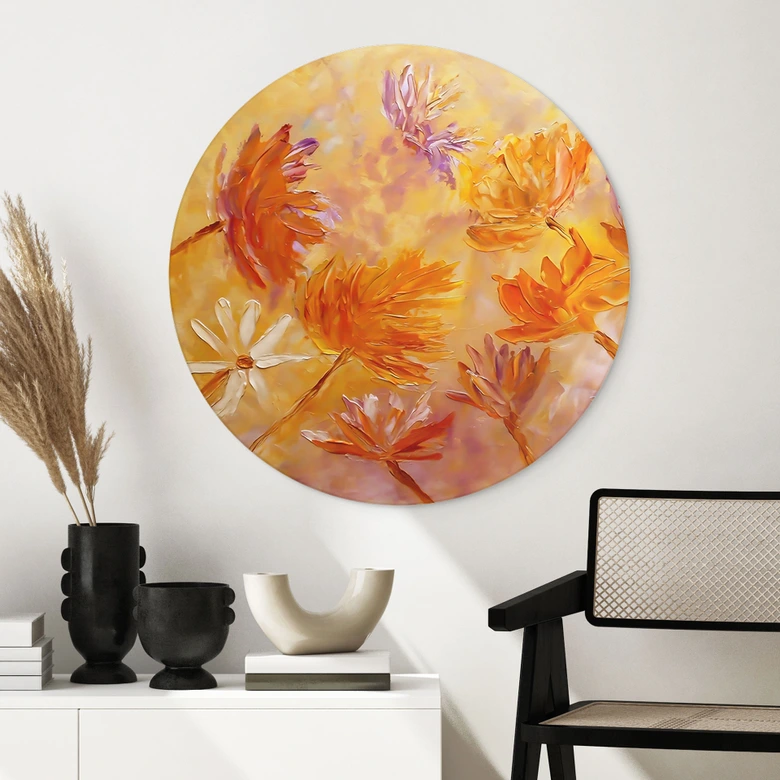 Wandbild Goldener Blütenrausch - Pomata - Alu-Dibond Rund 