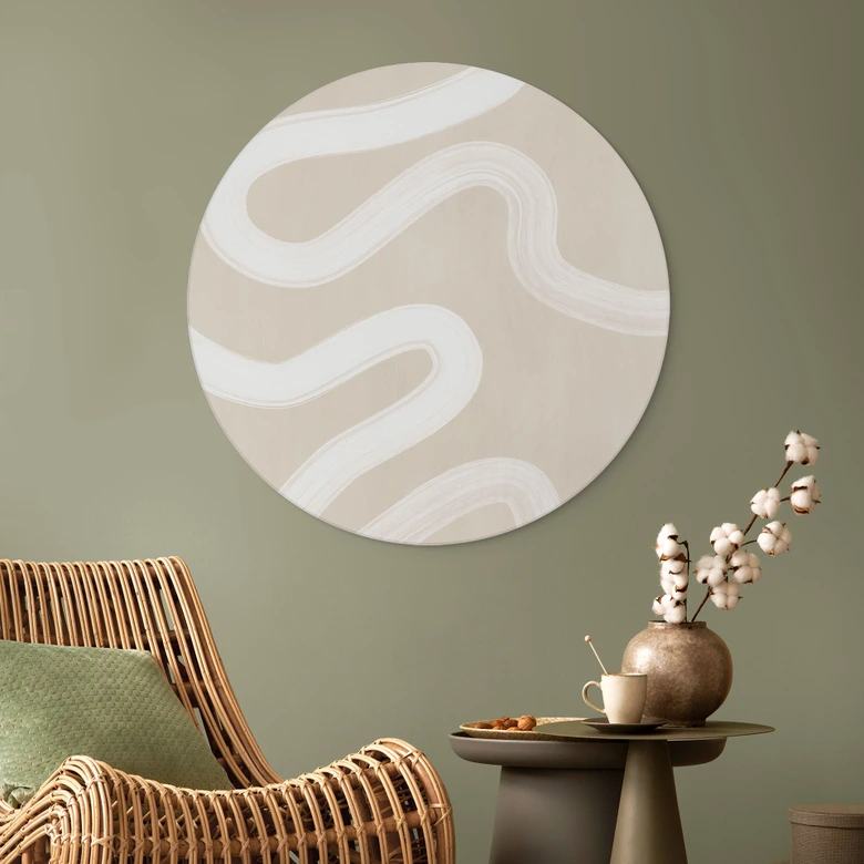Wandbild One Line Art - Sanfte Strömung - Ristova - Alu-Dibond Rund 