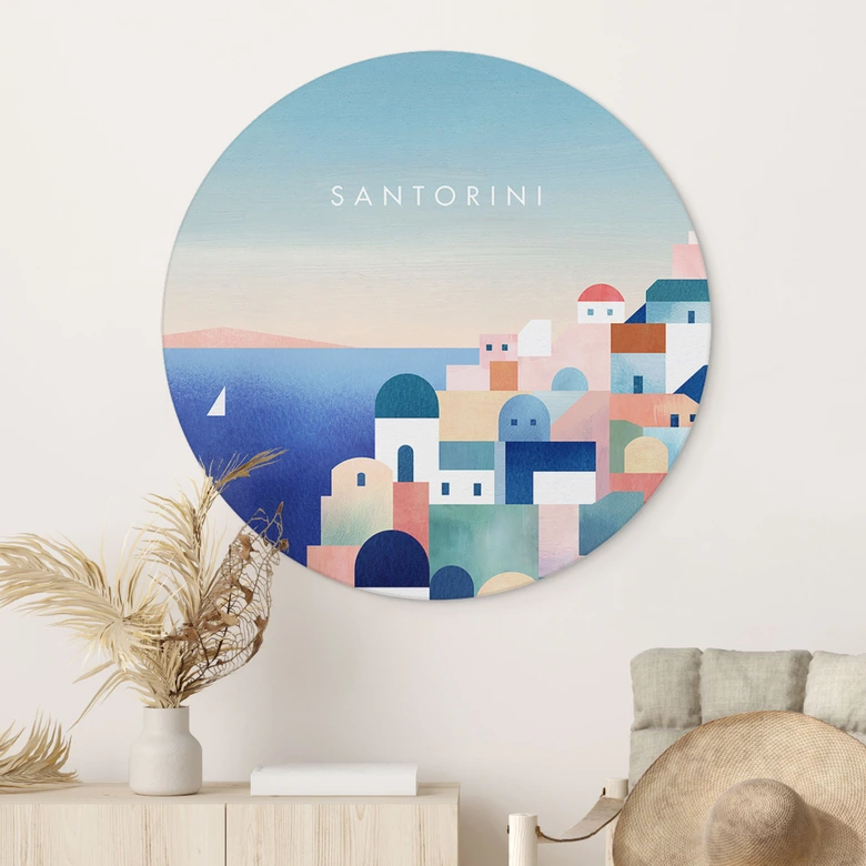 Wandbild Häuser von Santorini - Rivers - Alu-Dibond - Rund 