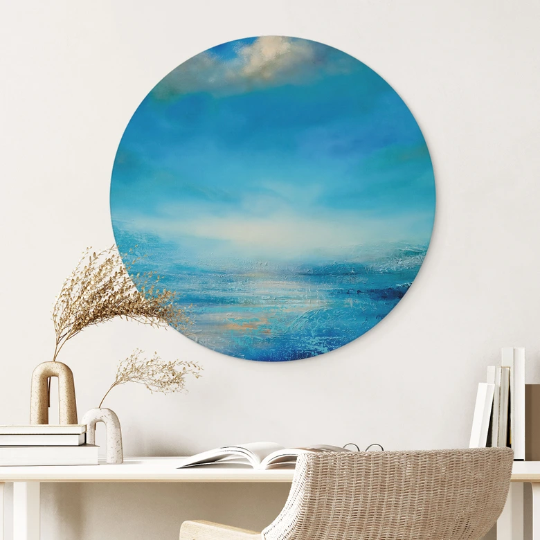 Wandbild Endlose Weite in Blau - Schmucker - Alu-Dibond Rund 