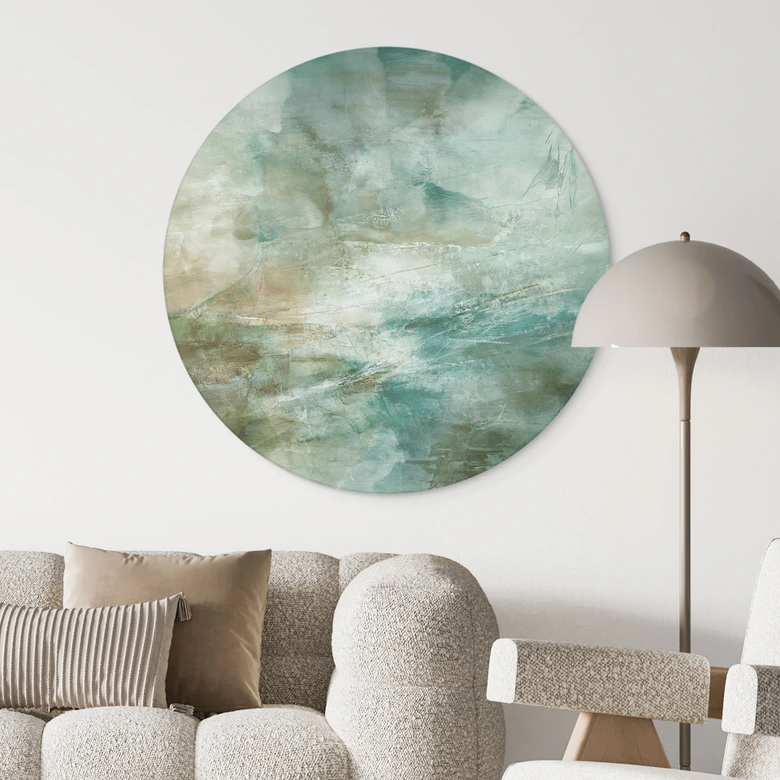 Wandbild Salbeigrünes Nebellicht - Schmucker - Alu-Dibond Rund 